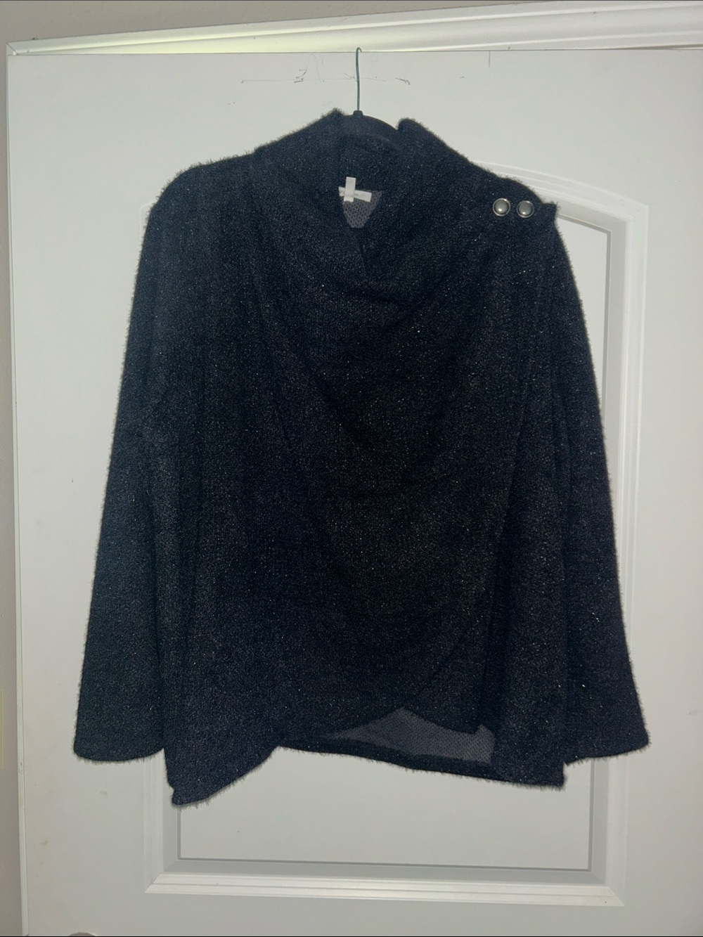 Cozy Charcoal Drape Neck Women’s Sweater